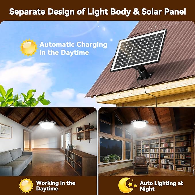 Solar Lights Outdoor Waterproof,396 LED Solar Shed Light Indoor Outdoor with Remote Control,Timer, Solar Pendant Light 5 Modes,Solar Powered Barn Lights for Chicken Coop,Gazebo,Garage,Shop