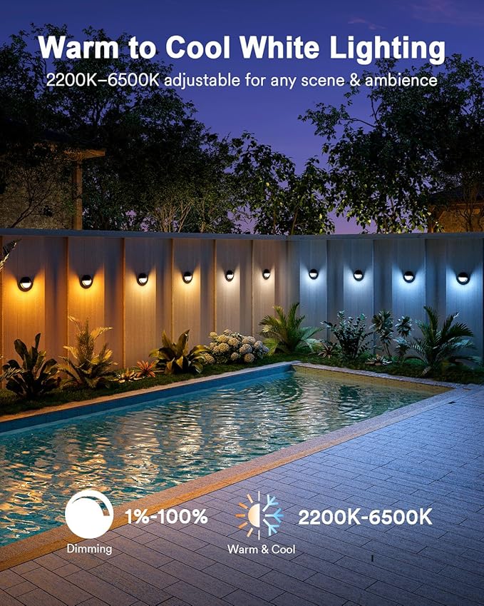 Lumary 12-24V Smart Low Voltage Deck Lights with Hub, 4Inch RGB+CCT Outdoor Privacy Fence Lights, IP65 Waterproof Landscape Lighting for Step, Deck, Patio, Compatible with Alexa & Google, 6Pack