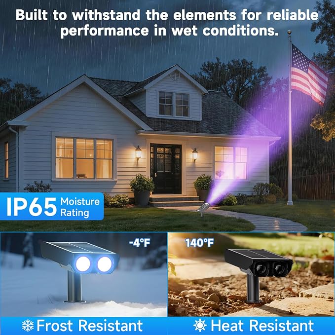 RGB Solar Spot Lights : 2 IN 1 Solar Lights Outdoor with 8 Lighting Modes & PC Light Guide Column for Tree Garden Yard Pathway | RGB Color Changing Landscape Lights | IP65 Waterproof | 12 Pack