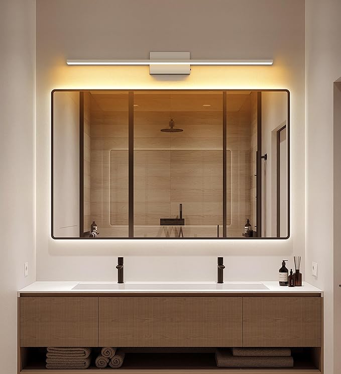 JUSHENG Brushed Nickel Vanity Lights 5CCT Dimmable Vanity Light Bar LED Bathroom Light Fixtures 39.37'' Inch 36W