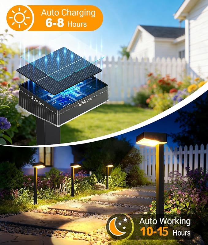 ELECLINK Solar Pathway Lights Outdoor, 4 Pack Garden Lights Solar Powered Path Lights with Larger LED Lens, 2 Light Modes Waterproof Outdoor Solar Light for Yard Driveway Walkway Landscape Patio Lawn