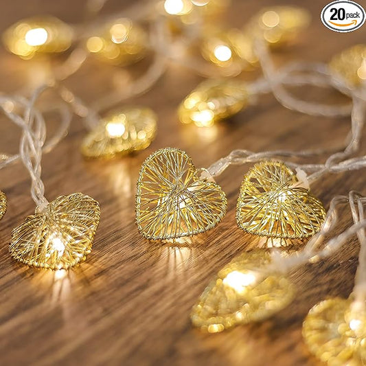 Cobus CozyHome Heart String Lights – 23 FT & 20 Warm White LEDs | Indoor | Christmas Fairy Lights Engagement Wedding Decoration Table Decoration Fairy Lights