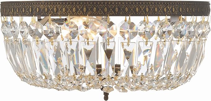 Crystorama 3 Light Spectra Crystal English Bronze Flush Mount