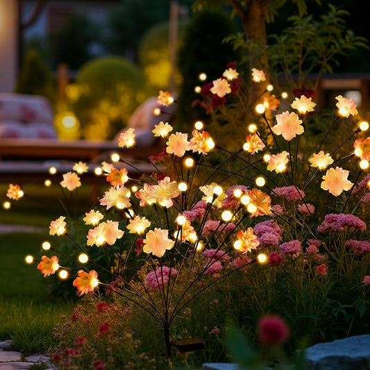 PEVOROS Solar Garden Lights, Warm White LED Swaying Solar Flowers Light for Outside, Waterproof Garden Decor, Outdoor Decorative Lights Yard, Patio, Pathway Decoration Gardening Gifts (8 Pack)