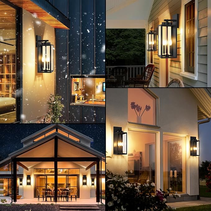 BesLowe 19.6” Large Size Outdoor Wall Light Fixture, 3-Light Exterior Lighting Fixture Porch Sconce Wall Mounted, Waterproof Outdoor Wall Lantern, Outside Light for House Patio Front Door Garage