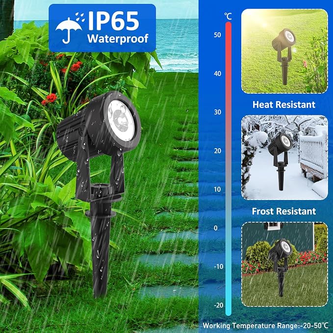 T-SUNUS Solar Spotlights Outdoor RGB, Color Changing Landscape Lights with 9.8ft Cable, IP65 Waterproof, Adjustable Solar Panel & Light, Auto On/Off for Yard Tree Pathway Driveway Christmas (2 Pack)