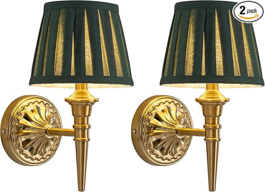 KDG Cordless Wall Sconces Set of 2, Small Wireless 5200mAh Rechargeable Battery Fabric LED Wall Lamps, Portables Lightings for Wall Painting, Living Room, Bedroom, Hallway, Gifts, Night Light (Green)