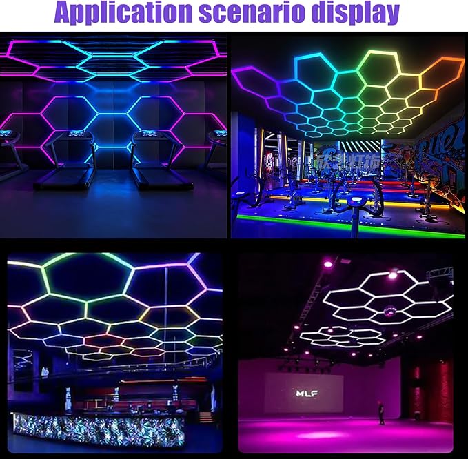 25Pack RGB Hexagon led Garage Lights,5 Hexagon Light with Multi Color,Dimmable&Speed Adjustable RGB Hex Wall Lights DIY Design for Remote Control
