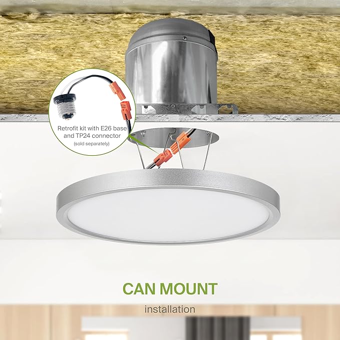 ASD LED 9" Round Flush Mount Ceiling Light Fixture, Low Profile Surface Lighting | 5CCT, Dimmable, Ultra-Thin, ETL Listed | 18W 1660LM 2700-6000K 120V | Kitchen, Bedroom, Hallway Lamp | Nickel