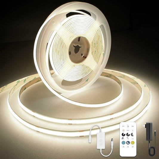 AXMOTUT COB LED Strip Light with Remote, Dimmable 24.6FT/7.5M Flexible High Density LED Light,4000K Natural White 2400LEDs Super Bright LED Light Strip CRI 90+ for Bedroom,Kitchen,DIY Home Decoration