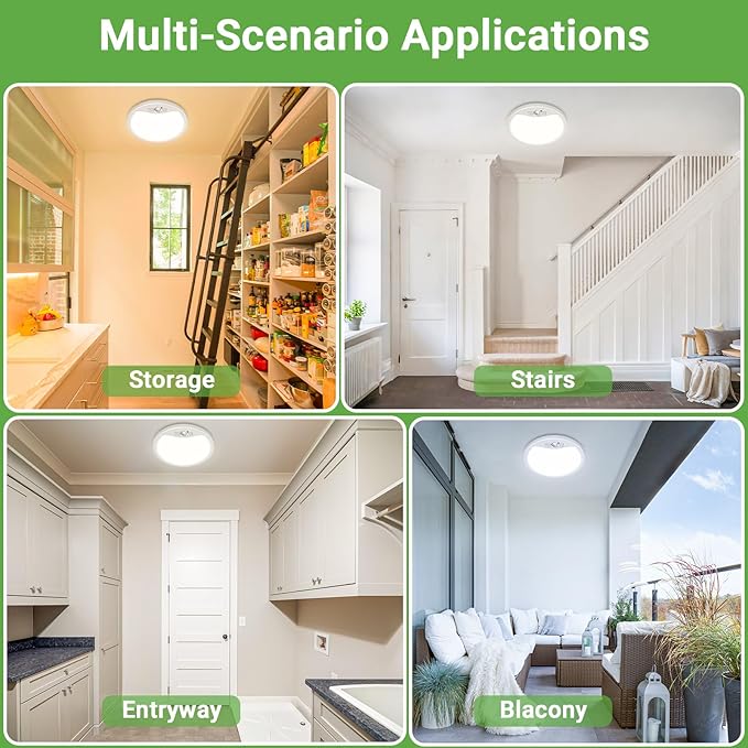 zemty 4Pack 12inch Motion Sensor Ceiling Lights Wired, 24W 2400lm 3CCT/3 Mode/30-120s Timer, Bright Black LED Flush Mount Light Fixture Motion Activated for Closet Pantry Hallways Stairwells Garage