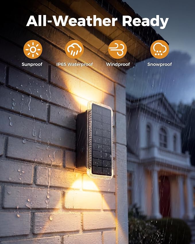 vighep Solar Fence Lights Outdoor 6 Pack, 5CCT(3000K-6000K) Up and Down Solar Wall Lights, IP65 Waterproof Dusk to Dawn Wood Fence Lights Solar Powered for Patio, Porch, Backyard, Garage, Wall Decor