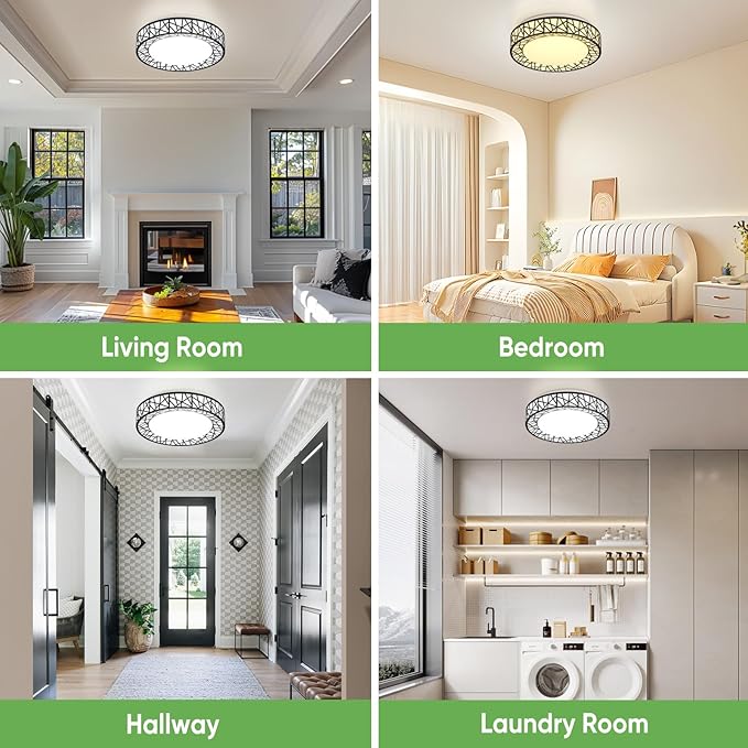 Lightania 20 Inch Flush Mount Ceiling Light, Modern Black LED Ceiling Light Fixture, 42W 4000LM 2700-6500K Adjustable, Dimmable Ceiling Lights for Bedroom, Kitchen, Hallway, Bathroom, ETL Listed