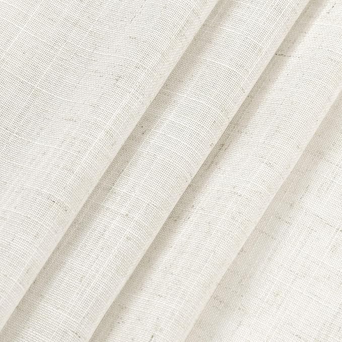 Cream Linen Curtains 80 inches Long for Bedroom Back Tab Light Filtering Privacy Sheer Curtains Modern Farmhouse Coastal Decor Cotton Textured Gauze Curtain 2 Panel Set 38x80 for Dinning Room