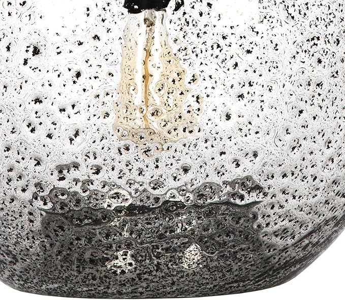 CASAMOTION Pendant Light Fixtures Hand Blown Glass Drop Ceiling Hanging Lighting Rustic Farmhouse Kitchen Island Clear Marble Large Globe Over Dining Room Table Entryway Hallway 15.6 Inch Height