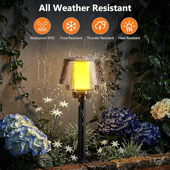 Viewsun 2 Pack Solar Table Lamps，2 Lighting Modes Solar Pathway Lights Outdoor with Waterproof Cordless for Lawn Patio Walkway Driveway Decor Landscape Indoor Bathroom Lighting