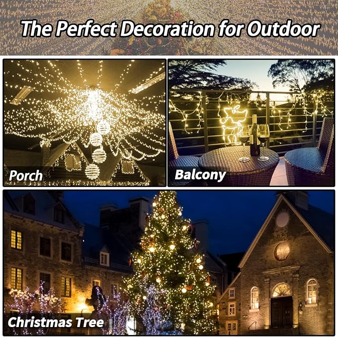 Selarlyt 2 Pack Solar Christmas Lights Outdoor, 72FT 200 LED Solar String Lights with 8 Lighting Modes, IP65 Waterproof Solar Lights Outdoor for Xmas Garden Party Tree Decor