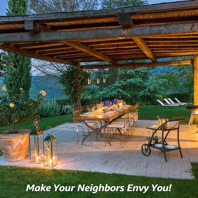 LEONLITE Low Voltage Hanging Lights Outdoor, LED Landscape Pendant Lights, UL Listed, 12V Hanging Tree Light for Gazebo, Pergola, Garden, Aluminum, IP65, 2700K Soft White, Brass Bronze, Pack of 4