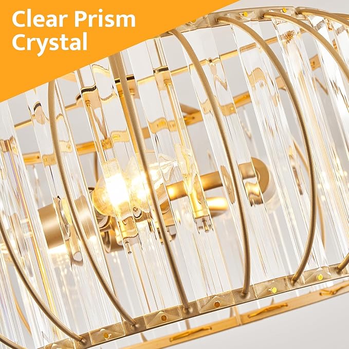 Semi Flush Mount Crystal Ceiling Light, 16 Inch 3-Light Chrome Hallway Ceiling Lamps, Farmhouse Ceiling Light Fixture, Industrial Crystal Chandelier for Corridor Bathroom(E12 Base, 16 Inch)