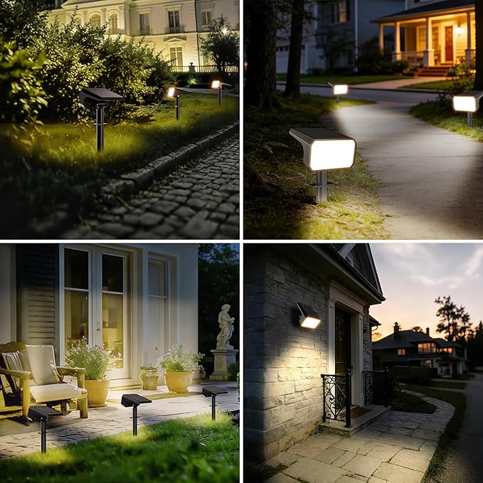Fabrito 8 Pack Solar Spot Lights Outdoor Waterproof IP67, [108 LEDs, 4 Modes] Dusk to Dawn Spotlights for All Night, 2-in-1 Solar Landscape Lights for Garden, Yard, Tree, Pool, Warm White