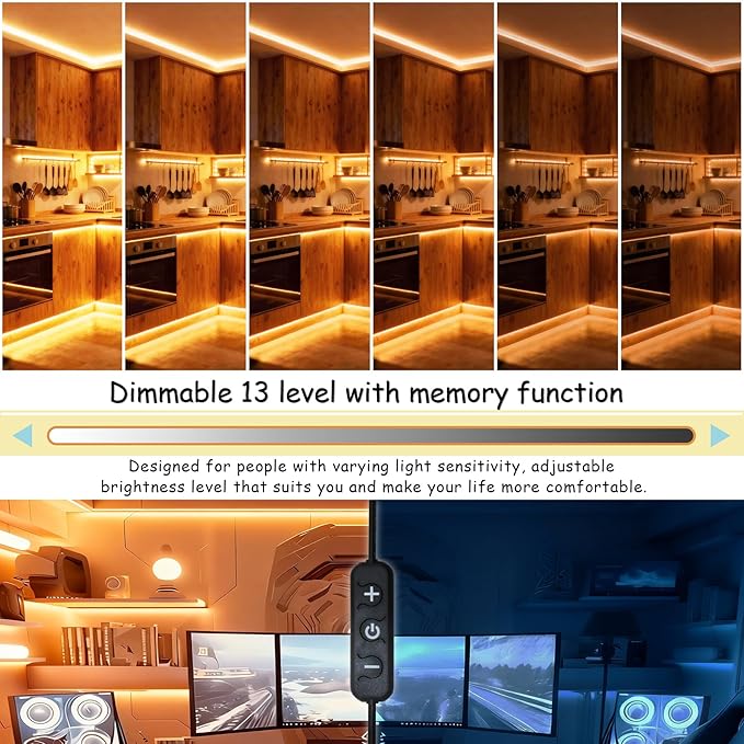 50 FT Warm White Led Lights Strip Rope Lights for Decorations Housewarming Party Indoor Decor Cuttable Strip Lights for Baby Room Bedroom Living Room Ceiling Wall