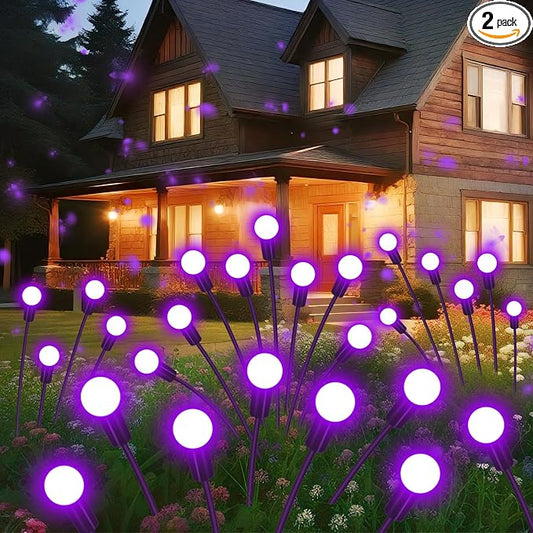 Solar Garden Lights Outdoor Waterproof, 2 Pack 16 LED Swaying Firefly Lights Outdoor Decor Light for Pathway Party Christmas Decoration, Unique Gifts for Women, Purple