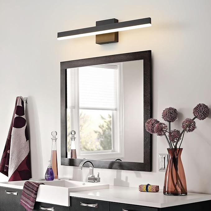 Black Bathroom Vanity Light 23.6 inch, 20W Dimmable 5CCT LED Modern Bathroom Light Fixture Over Mirror Hardwired- ETL Certificated