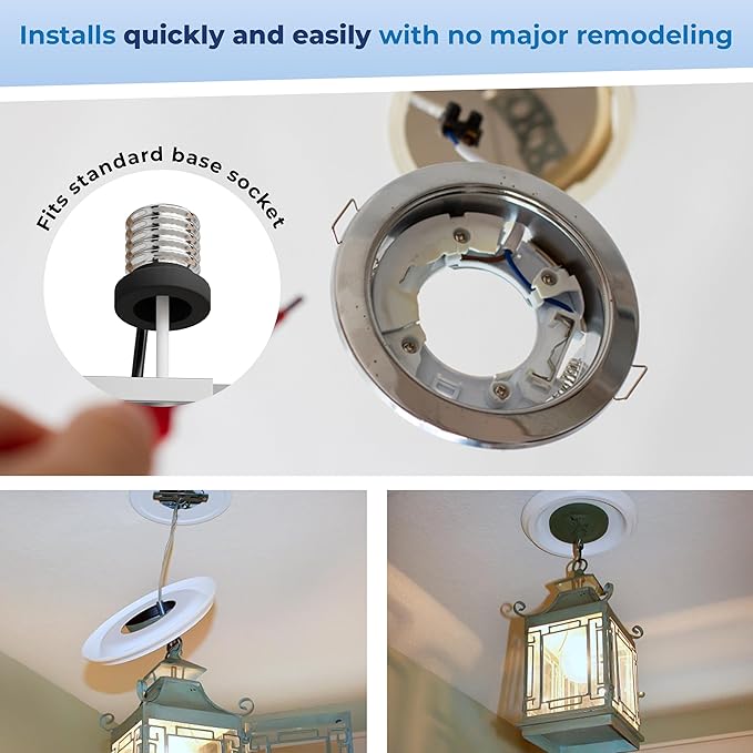 OHLECTRIC Recessed Can Light Conversion Kit to Pendant Lights – Medium Base Converter Compatible with 4”-6” Recessed Can Lights – Ideal for Kitchens, Bedrooms, Offices, and Damp Locations - 6 Pack