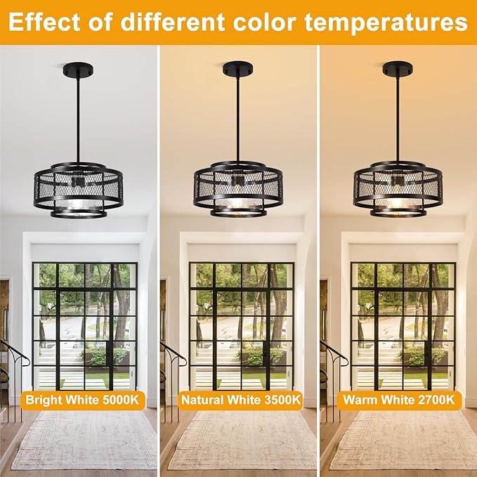 13" Modern Pendant Lights Kitchen Island, Black Pendant Light Fixtures Farmhouse Kitchen Island Lighting, Industrial Hanging Pendant Lights Fixture for Kitchen Island Dining Room Hallway Entryway