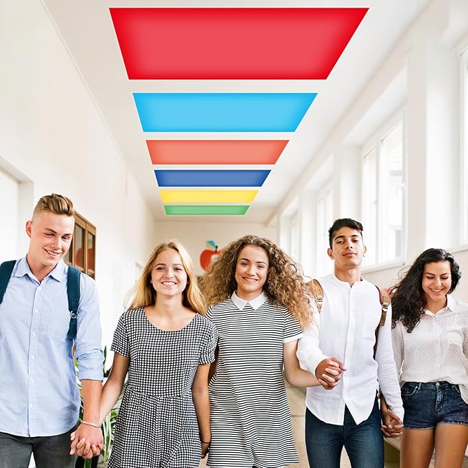 QOUBAI 6 Pcs Fluorescent Light Covers with 60 Magnets,4 x 2 Ft Magnetic Light Filters Fluorescent Lights Shade Easy Install for Classroom Office Library Hospital Home Ceiling Rainbow Colors