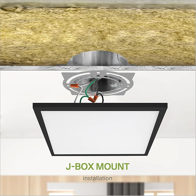 ASD LED 12" Square Flush Mount Light | 24W 1820LM 3000-5000K 120V | 3CCT, Dimmable, Ultra Slim, ETL Listed | Thin Surface Lamp, Bedroom Ceiling Lighting | Black