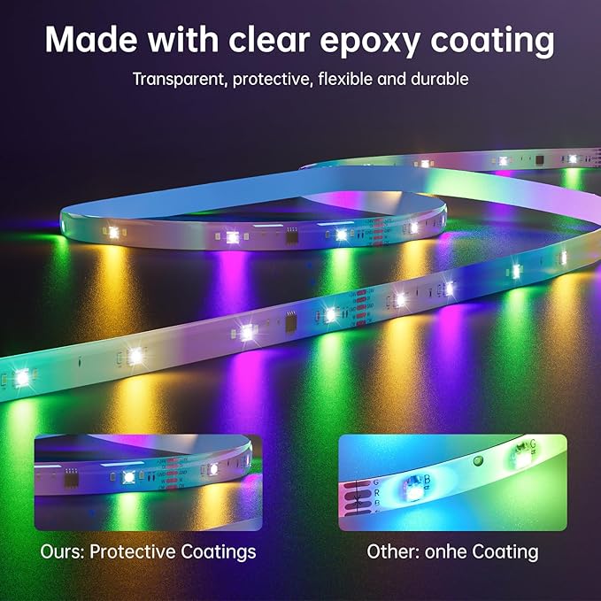 Led Lights for Bedroom 32.8ft Music Sync Color Changing Strip Lights with Remote and App Control RGBICWW Strip for Room Home Kitchen Party Stairs bar Decoration