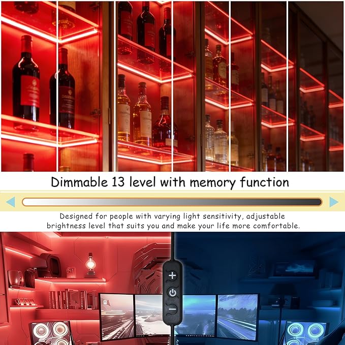 Red 30ft Led Lights Strip Indoor Rope Lights Easy DIY Cuttable Strip Lights for Wine Cabinet Bar Room Bathroom Living Room Kitchen Ceiling Wall Vanity Mirror Decor
