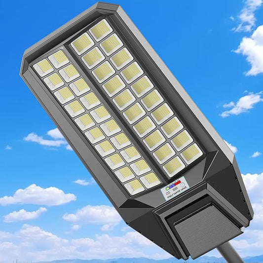Solar Street Lights Outdoor Waterproof Dusk to Down Heavy Duty 10000W Commercial Large Solar Lights Outdoor Motion Sensor with Remote Control LED Parking Lot Flood Lights for Yard Garden Walkway