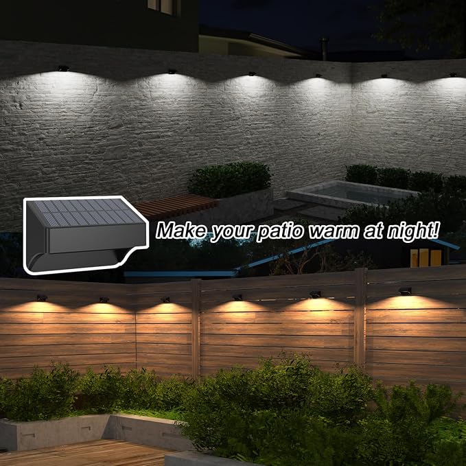 ZCXLIGHT Solar Fence Lights Outdoor,Fence Solar Lights Outdoor Waterproof Led IP65 with10 Fixed Colors ＆ RGB Color Changing for Wall Backyard Step Railing Patio Pool Porchaily&Holiday Decorations (4)
