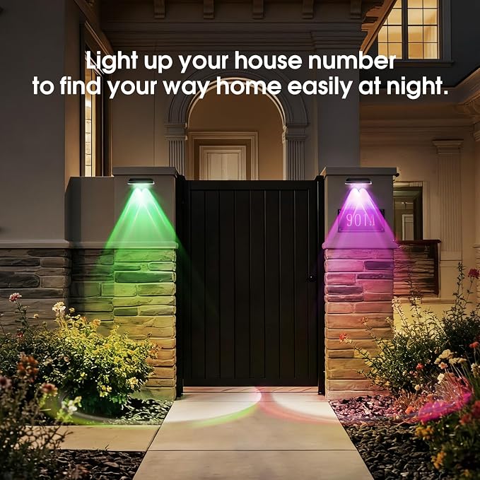 AUDLES Solar Fence Lights Outdoor Waterproof LED, 8 Modes Warm & RGB 6 Color Changing Solar Powered Flood Wall Lights, Solar Light for Step, Pathway, Garden, Deck, Stairs Decor- 12 Pack