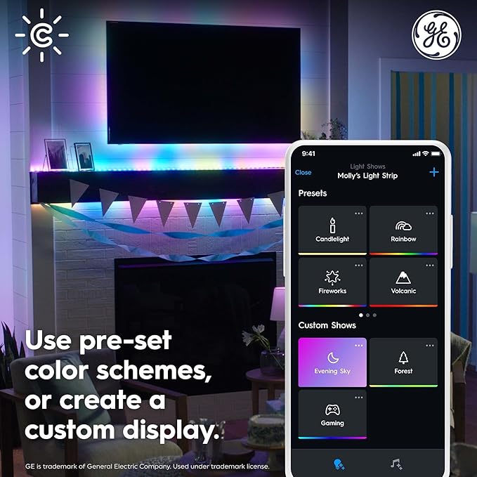 Cync GE Dynamic Effects Smart LED Light Strip with Music Sync, Color Changing Outdoor Light Strip, Compatible with Alexa and Google Home, 32ft Waterproof Light + Power Supply