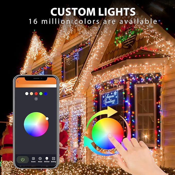 99FT Smart Color Changing Christmas Icicle Lights - APP Control 897 LEDs 207 Drops Outdoor Roof String Lights DIY 100+ Effects Music Sync, Waterproof for Outside Garage Eaves House Holiday Decor