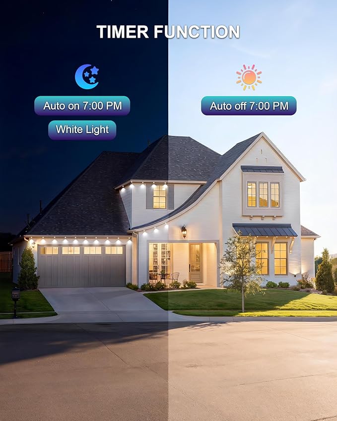 XINKAITE 50ft Permanent Outdoor Lights for House, 2025 Eave Lighting with App/Remote Control, IP67 Waterproof smartlight for Christmas, Halloween, Holiday, Party, Daily