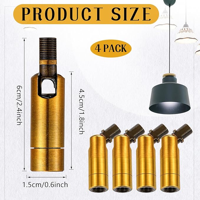 Tondiamo 4 Pcs Golden Sloped Ceiling Light Adapter 180 Degree Pendant Suspension Canopy for Chandelier Track Ceiling Lamp Pendant Vaulted Overhead Light Hanging Helper for Vaulted or Angled Overhead