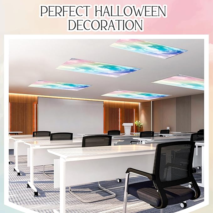 Patelai 8 Pack Fluorescent Light Covers for Classroom Ceiling 4 x 2 Feet Magnetic Light Covers Filter for Office School Drop Ceiling Supplies(Pink Sunset)