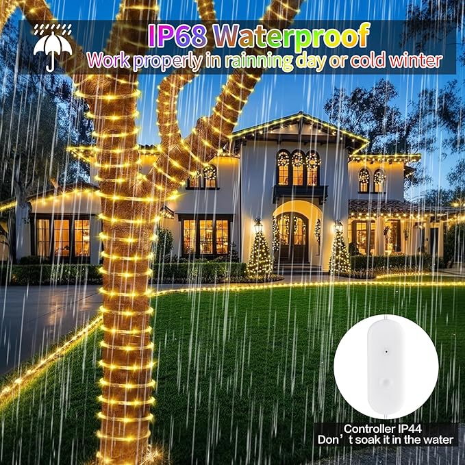 99ft Rope Lights for Outside, 300 LED String Light Outdoor Waterproof Plug in with Remote & APP Control, 16 Million Colors Changing Music Sync Fairy Lighting for Indoor Bedroom Christmas Decor