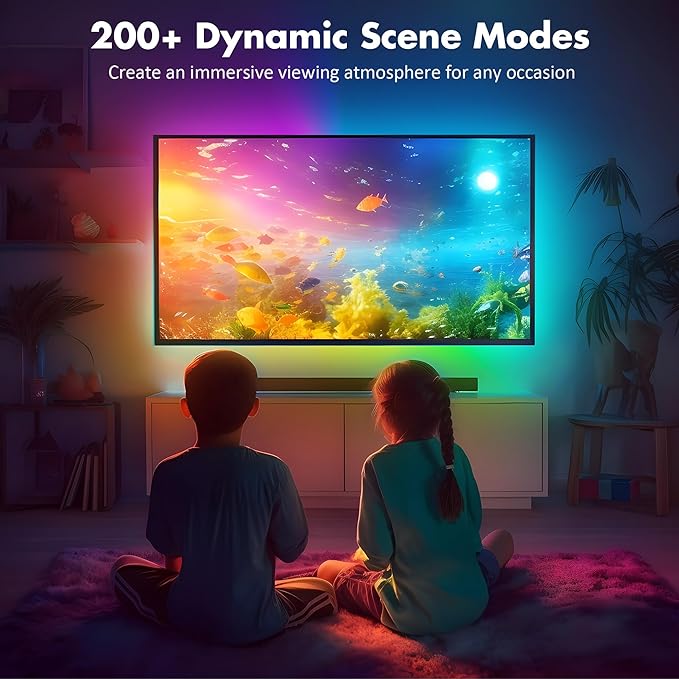 Maylit ICRGB TV LED Backlight, App Control LED Lights for 71-75in TV/Monitor, Music Sync Color Changing TV LED Strip Lights for Home Decor, USB Powered Gaming Accessories Lights for Bedroom Room Decor