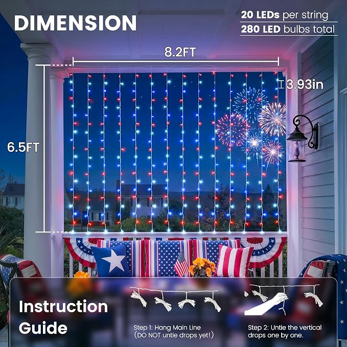 HEYFUNi Smart RGB-IC Curtain Lights - 8.2x6.6ft 280 LED Window Lights with App Control & Music Sync, Warm White & Magic Color Changing Fairy Lights with 2.4G Remote, DIY Modes for Bedroom Party