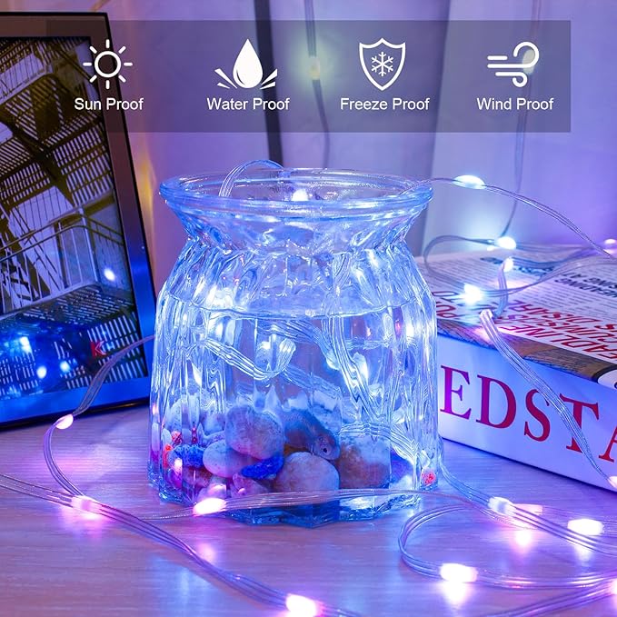 VIPMOON Fairy Lights Color Changing 2Pack, 33 ft 100 LED Twinkle String Lights with Remote & APP Control, USB Powered & IP65 Waterproof, Christmas Tree Lights Decoration for Bedroom Holiday Party