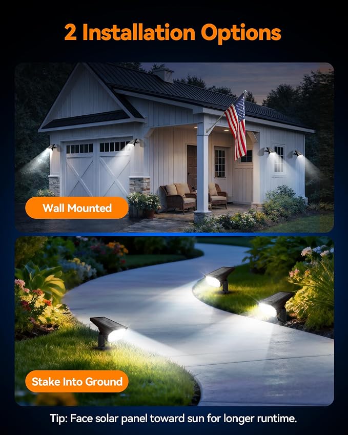 Solar Lights Outdoor Waterproof IP65, 56 LED 3 Lighting Modes Solar Spot Lights Outdoor, Solar Powered Landscape Lighting for Yard Pathway Garden, 8 Pack (Cool White)