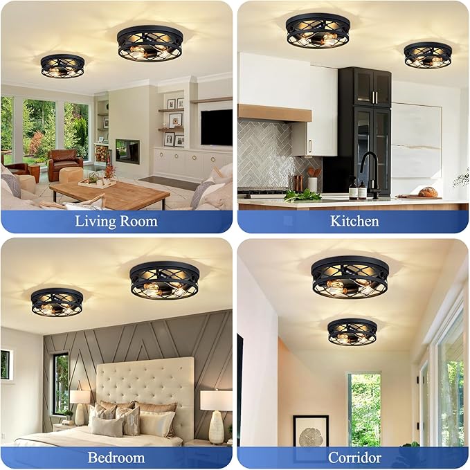 4-Light Farmhouse Ceiling Light Fixture,14 inch Hallway Lighting Fixtures Ceiling,Light Fixtures Ceiling Mount for Kitchen,Entryway,Hall,Bedroom E26 Base