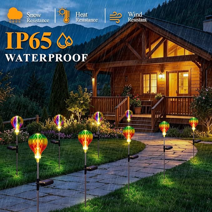 Solar Garden Lights Outdoor Decor, 2 Pack Solar Lights Outdoor Decorative Waterproof with Unique 3D-Cut Design, Garden Stake Light for Yard Patio Pathway Lawn Decorations, Gifts for Mom Women