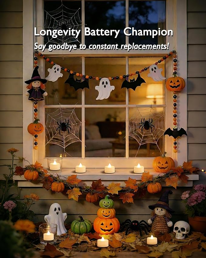 Amagic 12/24/50/100/150 Pack Battery Operated Tea Lights Candles, Fake Tealights Candles, Flameless LED Tea Lights for Halloween, Wedding, Votive, Festival, Table Decor(12 Pack, Warm White)