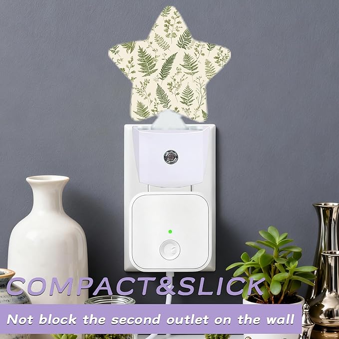 Nightlight,Sage Green Decorative Night Lights Plug Into Wall,Eucalyptus Leaves Night Light with Auto Sensor for Bedroom,Nursery,Hallway,Stairway,Gifts